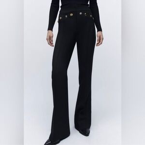 Zara Metal Button Flared Pants